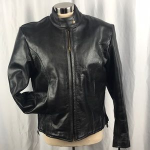 Barney’s Leather Moto Style Jacket Sz Large